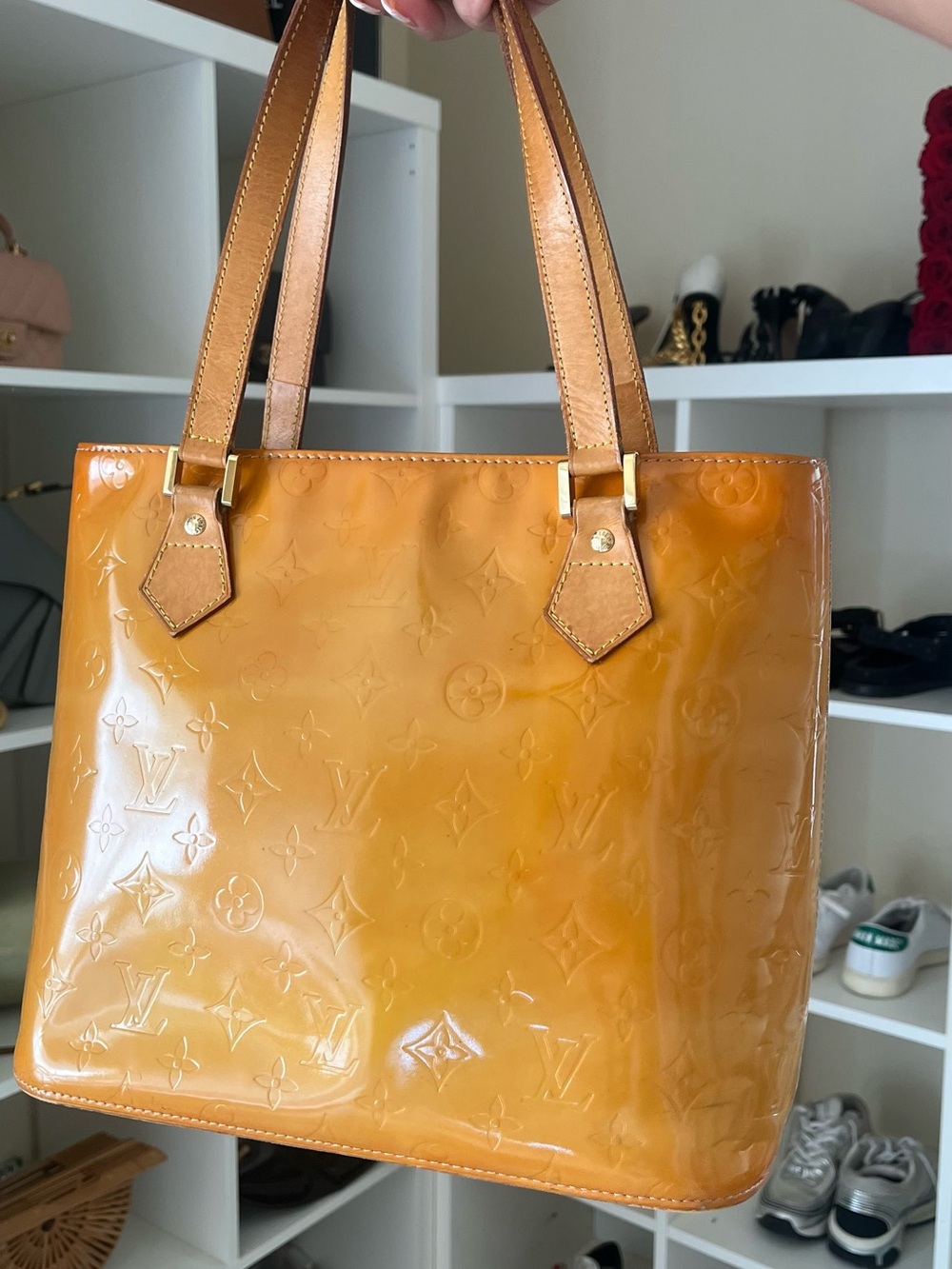 Louis Vuitton Amber Patent Monogram Tote